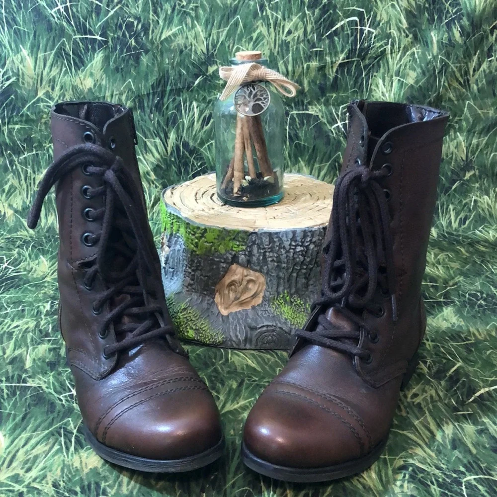 Steve Madden Dark Brown Troopa Boots Size 5 1/2 - Picture 4 of 14